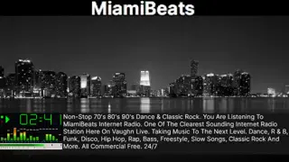miamibeats - Non-Stop 70's 80's 90's Dance & Classic Rock. You Are Listening To MiamiBeats Internet Radio. One Of The Clearest Sounding Internet Radio Station Here On Vaughn Live. Taking Music To The Next Level. Dance, R & B, Funk, Disco, Hip Hop, Rap, Bass, Freestyle, Slow Songs, Classic Rock And More. All Commercial Free. 24/7