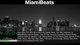miamibeats - Non-Stop 70's 80's 90's Dance & Classic Rock. You Are Listening To MiamiBeats Internet Radio. One Of The Clearest Sounding Internet Radio Station Here On Vaughn Live. Taking Music To The Next Level. Dance, R & B, Funk, Disco, Hip Hop, Rap, Bass, Freestyle, Slow Songs, Classic Rock And More. All Commercial Free. 24/7